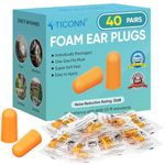 TICONN 40 Pairs Ear Plugs, 32dB Noise Reduction Earplugs for Sleeping Hearing Protection Travel Study Concentration Construction Site (40 Pairs)