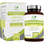 Natures Zest High Strength Saccharomyces Boulardii 20 Billion CFU with Prebiotics 120 Capsules Friendly Bacteria Probiotic Yeast Supplement, Vegan & Gluten Free, up to 4 Month’s Supply