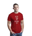 Fit-in Trends |Funny Graphic Printed Trending Quotes Tshirt for Men | Half Sleeves T-Shirt for Women |Alexa Turn My Feelings Off. |100% Cotton Biowash T-Shirt 180GSM for Man