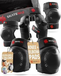SKATEWIZ Bike Knee Pads - Skateboard Safety Gear - Shield - Size M/L Black - Skate & Skateboarding Wrist Guards for Skating Adult with Elbow Pads - Roller Skates, Inline Skates