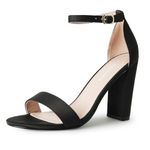 J. Adams Shirley Heels for Women - Ankle Strap High Heel Dressy Sandals, Black Satin, 4 UK