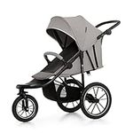 Kinderkraft HELSI, Jogger, 3 Wheeler, Baby Stroller, Buggy, Exercise, Easy Folding, for Newborns, Up to 27kg, Lie Flat Position, Shock Absorbton, All Terrain, Spacious Basket, Gray