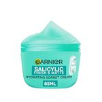 Garnier Pure Active Salicylic Fresh & Matte Hydrating Sorbet Cream, Ultra Fresh & Light, 5% Salicylic Acid + Niacinamide + Centella Asiatica, Cruelty Free International & Vegan - 85ml