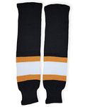 Zechy Hockey Socks Knit Youth/Mens/Seniors sizes, 9 Black W/ Gold and White, 20