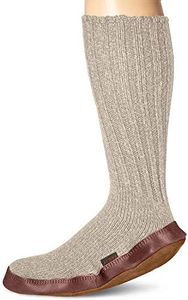 Acorn Women’s & Men’s Original Slipper Socks, Flexible Cloud Cushion Footbed with a Suede Sole, Mid-Calf Length, Light Grey Ragg Wool, Small