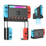 Wiilkac Wall Mount for Switch and Switch OLED, Metal Wall Mount Kit with 5 Game Cards Slots and 4 Joy Con Hooks, Back Airflow Gap Design, Safely Store Your Switch Console Near or Behind TV (Black)