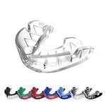 OPRO Silver Level Adult and Kids Sports Mouthguard with Case, Gum Shield Featuring Revolutionary Fitting Technology for Hockey, Lacrosse, Rugby, MMA, Boxing and Combat Sports (Clear/Clear Adult)