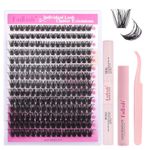 FADLASH 100D 0.07mm D Curl 8-16mm with Bond and Seal, Remover and Tweezers Fluffy Wispy Cluster Lashes DIY Eyelash Extensions