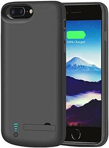 RUNSY [New] Battery Case for iPhone 8 Plus / 7 Plus / 6S Plus / 6 Plus, 6000mAh Rechargeable Extended Battery Charging/Charger Case, Adds 1.5X Extra Juice, Supports Wired Headphones Black