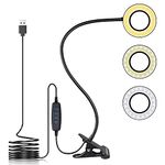 Tukzer 3.5" LED Selfie Ring Light |Flexible Arm Desk Mount Clamp for Live Stream, Makeup, Online Meetings, Recording, Photography, USB Reading Light | 3 Color 10 Brightness Level