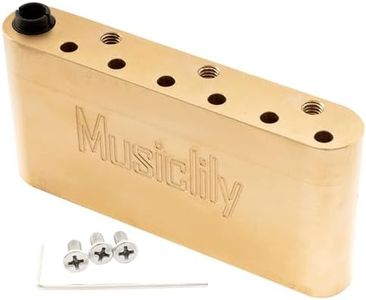 Musiclily Ultra 52.5mm(2-1/16 inch) String Spacing Full Solid Brass Push-in Style Tremolo Block for Strat Style Electric Guitar Wilkinson M Series Bridge, 36mm Tall