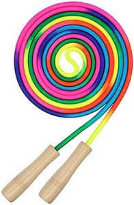16 FT Long Jump Rope for Kids, 1 Pack Double Dutch Skipping Rope with Wooden Handle, Multiplayer Rainbow Jumping Rope for Outdoor Fun, School Sport, Party Game