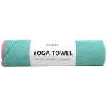 Hot Yoga Towel - Microfiber Non Slip Yoga Mat Towel with Grip Dot Sweat Absorbent Towel for Hot Yoga, Pilates and Fitness 72" x 24", Teal/Pink