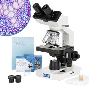 OMAX M82E Series LED Binocular Compound Lab Microscope - 40X-2000X Magnification - Microscope Kit with 100 Blank Slides & Cover Slips