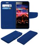 ACM Leather Flip Wallet Case Compatible with Micromax Canvas Nitro 3 E352 Mobile Cover Blue