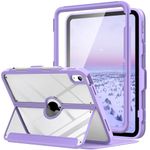 MoKo Case for iPad 10th Generation with Pencil Holder, Clear iPad 10th Gen 2022 Case 10.9 inch, Built-in Screen Protector Stain Resistant Cover, Multi Angle Viewing Stand, Auto Wake/Sleep, Purple