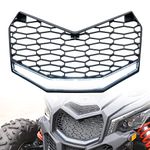 X3 Front Bumper Grill Mesh,A & UTV PRO Front Mesh Grille with LED Lights Bar, Radiator Guard for Can-Am Maverick X3 Max X RS DS MR RC Turbo RR R 2017-2024 Accessories, Black