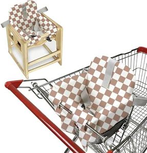 Padded Shopping Cart Cover for Baby Boy & Girl, High Chair Cover for Restaurant Seat, Machine Washable Infant Toddler Buggy Seat Cover (Checkered)