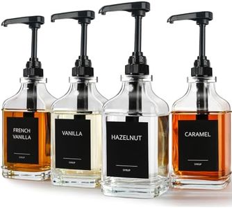 GMISUN Coffee Syrup Dispenser, 16.9 fl oz Syrup Pump Dispenser for Coffee Bar Accessories, Square Glass Syrup Bottle for Coffee Bar Essentials, Simple Maple Syrup Bottles with ¼oz Large Capacity Pump