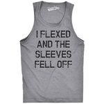 Crazy Dog Tshirts Mens I Flexed and The Sleeves Fell Off Tank Top Funny Sleeveless Gym Workout Shirt Funny Workout Shirt for Men Funny Fitness Tank Top Novelty Tank Tops for Light Grey XL