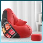 ComfyBean Bag with Beans Filled 5XL Bean Bag with Free Cushion and Footrest - Official : CozyQuilt Combo (Matching Color : Printed, The Elements of Sarcasm - Black Red)