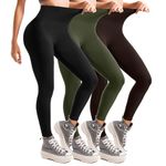 Leafigure 3 Pack Leggings for Women High Waisted Non See-Through Black Soft Workout Gym Yoga Pants LXL