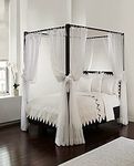 Royale Home Canopy Bed Panels with Top Ties and Tie Backs, White Sheer for All Bed Sizes.