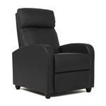 FDW Wingback Recliner Chair Leather Single Modern Sofa Home Theater Seating for Living Room, Black