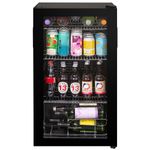 Russell Hobbs Undercounter Fridge 93 Litre/90 Can Undercounter Freestanding Beverage/Drinks Wine Fridge for Beer in Black, LED Light, Drinks & Snacks Glass Door, 2 Year Guarantee RH48BC101B