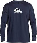 Quiksilver Men's Standard Solid Streak Long Sleeve Rashguard UPF 50 Sun Protection Surf Shirt, Navy Blazer, Medium