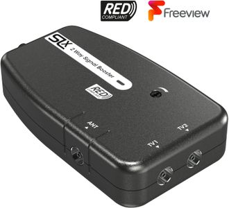 SLx TV Signal Booster Amplifier – 2-Way Coax, 4G/5G Filter, Variable Gain