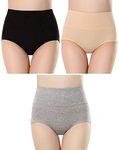 PLUMBURY Women's Cotton High Waist Full Coverage Panty, Size M-XXL (Pack of 3 Panty)