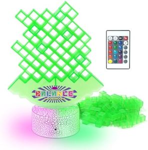 FAVANTIME 32pcs LED Attack Stack Game Tetra Balance Tower Stacking Blocks Board Games for 1-4 Players Family Games for Kids, Adults, Party, Travel Team Building Blocks Toys