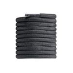 CCSOFTIME Round Black Boot Laces,90cm Short Heavy Duty Boot ShoeLaces for Work Shoes Hiking Walking Boots and Trainers,4mm Replacement Thick Shoelaces for Womens Mens Kids(1-Pair-Black-90cm)