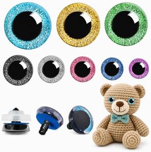 160Pcs Large Safety Eyes Glitter Plastic Craft Crochet Dolls Eyes for DIY Puppets Toy Bear Crafts Stuffed Animals Amigurumi Making Supplies(Colorful B)