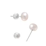 Joseph Brothers 10MM Genuine Freshwater Pearl Sterling Silver Earrings Studs for Women, White