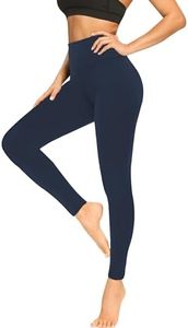 we fleece High Waisted Leggings for Women-Womens Soft Workout Leggings Running Tummy Control Yoga Pants (Navy Blue, Large-X-Large)