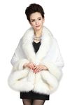 Elfjoy Luxury Bridal Faux Fur Cashmere Wool Shawl Cloak Cape Wedding Dress Party Coat for Winter (White-A)