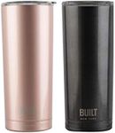 Built Insulated Travel Mug/Vacuum Flask, Stainless Steel, Charcoal Grey, 565 ml + Rose Gold, 590 ml