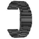 TStrap Metal Watch Strap 20mm - Black Quick Release Watch Straps for Men Women - Brushed Solid Stainless Steel Smart Watch Bracelet - Ladies Replacement Band Clasp Buckle - 16mm 18mm 20mm 22mm