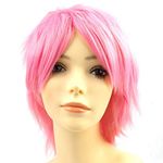 Yamel Anime Wig Pink for Cosplay Party, Synthetic Layered Short Hair Wigs with Bangs, Pastel Wigs for Women Men Kids