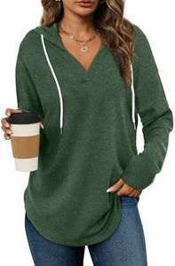 Bofell Womens Sweatshirt Long Sleeve Lightweight Hooded Hoodies Shirts Spring Tops for Women 2025 Dark Green M