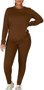 Kaximil Women's Workout Tracksuit 2 Piece Outfits Long Sleeve Top Legging Jogger Pants Set, X-Large, Coffee