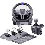 PXN V9 GEN2 PC Steering Wheel, PS4 Steering Wheel with Shift Paddles, Hall Effect Pedal, 6+R Gear Lever, Racing Steering Wheel for Xbox Series X/S, Xbox One, PC, PS4, PS3