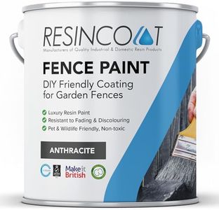 Resincoat - Fence Paint, Weather-Resistant Garden Fence Paint, Matte Finish Outdoor Wood Paint, Outdoor Paint for Garden Fence, Sheds, Cement Posts, and Gravel Boards, Anthracite Grey Fence Paint, 5KG