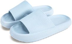 rosyclo Cloud Slippers for Women and Men, Massage Pillow Shower Bathroom Non-Slip Open Toe Super Soft Comfy Thick Sole Home House Cloud Cushion Slide Sandals for Indoor Outdoor Shoes,Black