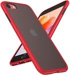 TORRAS Military Shockproof iPhone SE 2020 Case [Super Military Protection] Extremely Shockproof But Thin [Deluxe Translucent] Matte Hard Back iPhone SE 2020/2022 Phone Case Cover-Red