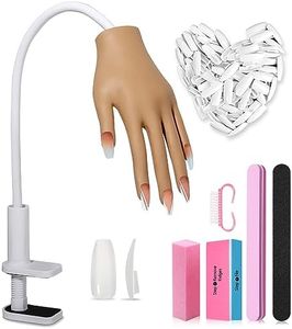 Practice Hand for Acrylic Nails, Nail Tips Never Fall Off Nail Hand Practice,Fingers Never Break Fake Nail Hand for Nail Practice,Flexible Movable Practice Nail Hand for Practicing Nail Supplies