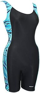 Adoretex Women's Plus Size Unitard Swimsuit, Water Aerobic Boyleg Bathing Suit Size 20-24 - FU006P - Black/Teal-24