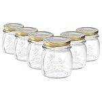 Bormioli Rocco Quattro Stagioni Glass Storage Jars - Traditional Kitchen Food Canister with Screw Top Lid - 250ml - Pack of 6